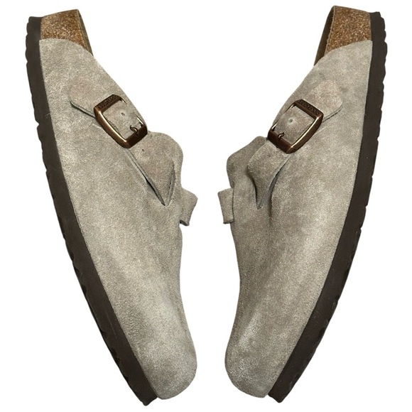 BIRKENSTOCK Taupe Suede Boston Soft Footbed Clog 38 - Picture 2 of 9